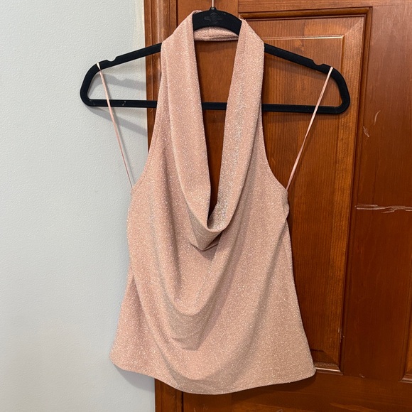 Express | Pink Drape Neck Halter Top - Picture 1 of 5